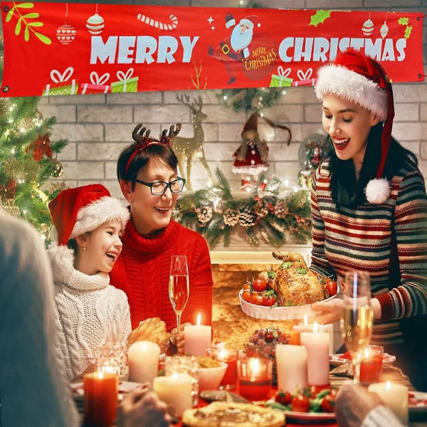 3m Stort God Jul Banner Oxford Stoff Julebanner God Jul Ekstra Stort Banner Julehengende Dekor Til Dekorering av Vegger Ba