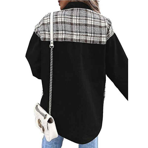 Naisten napilliset denimtakit, pitkähihaiset vapaa-ajan paidat Black XL