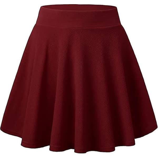 Kvinners Plise Mini-Skjørt, Solid Ruffle Lingeri-Skjørt Med Shorts Red S