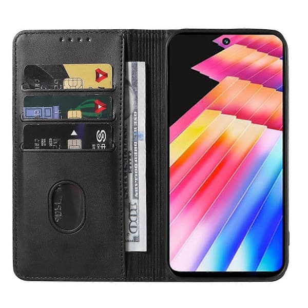 Magnetisk Stängning Läder Telefonfodral Black For Infinix Note 30 Pro