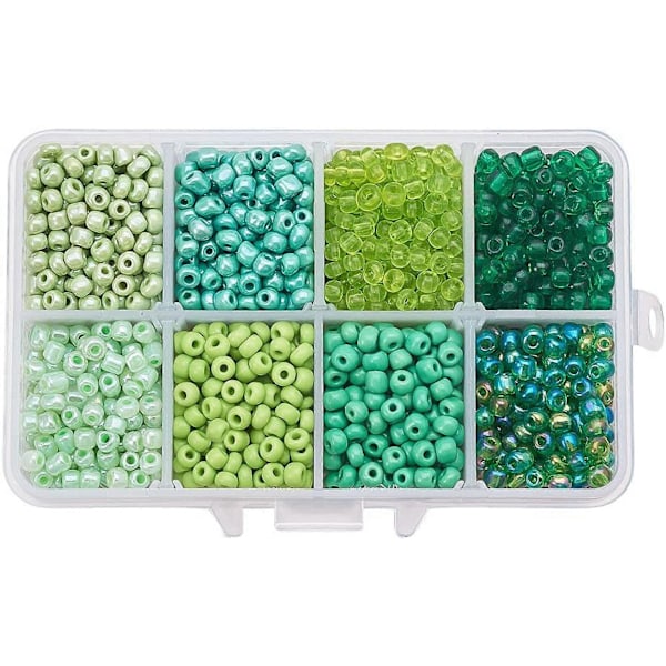 Omtrent 1900 stk. 6/0 Flerfargede Perler av Glassfrøperler 8 Farger Runde Ponyperler Mini Avstandsperler Tsjekkiske Perler Diameter 4mm for Smykkefremstilling