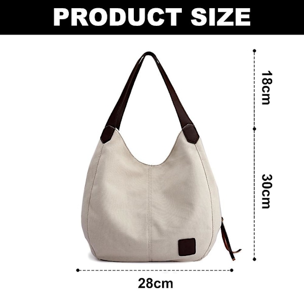 Dam Multi Pocket Axelväska, Canvas Handväska Handväska, Enstaka Axelväska, Artistisk Och Minimalistisk White*Green
