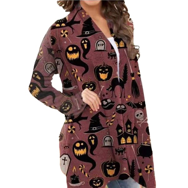 Dame Cardigan Langærmet Sød Afslappet Halloween Åben Front Cardigan Frakke Til Kvinder 5XL 4
