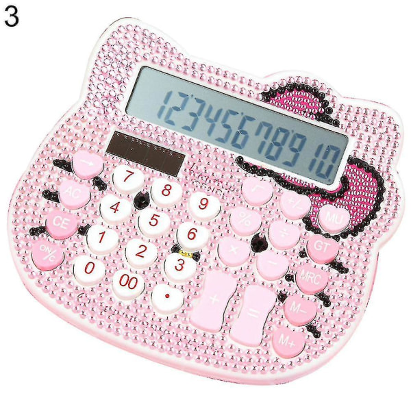 Söt tecknad strass solkalkylator skolmaterial Pink and Pink Rhinestone