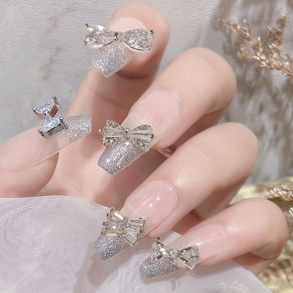 12 st rosettformade nageldekorationer i legering med strass för naglar, rosettformade nagelkristaller för akrylnaglar, juveler, strass, nagelkonst style2