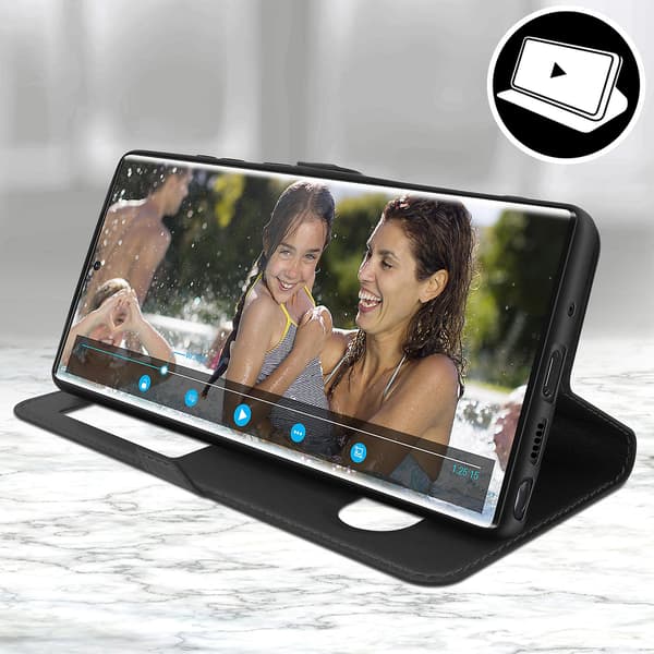Galaxy Note 20 Ultra Cover Dobbelt Vindue Video Stand Sort