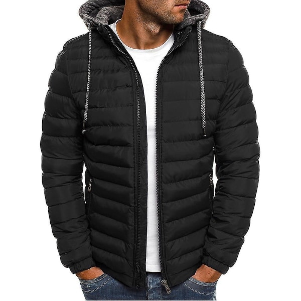 Herrkappa Lös Passform Vit Ankdun Tjockad Hoodie Jacka Vinterkläder 2XL Navy Blue