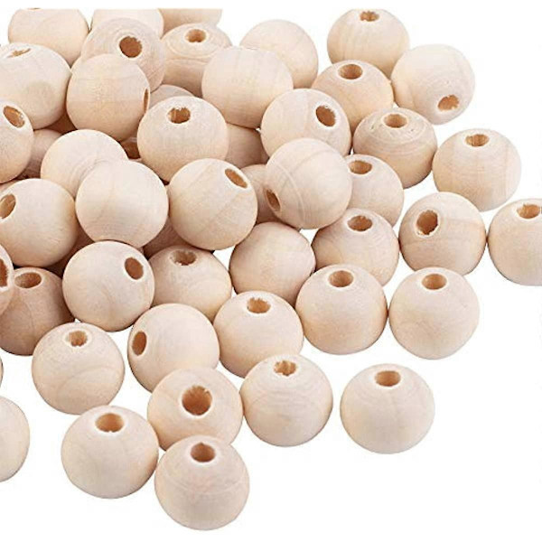 1800 st 12mm Naturliga Runda Träpärlor Lösa Träpärlor Träavståndspärlor för Hantverk DIY och Smyckestillverkning