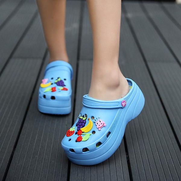 Damtofflor Strandtofflor Mode Sandaler Utomhus Inomhus halkfria skor 033 Blue EU 36