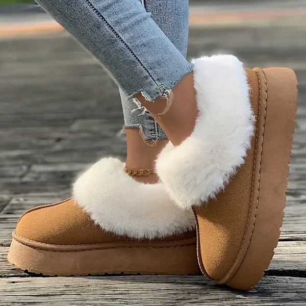 Alla estetiska termiska plyschfodrade pälsfodrade snöstövlar, casual mångsidiga mockalågskor, rund tå bekväma preppy varma skolsnöstövlar green EU 35