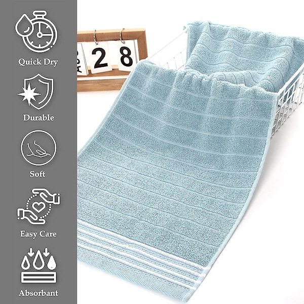 Bomullshandduk, mjuk förtjockad hållbar högabsorberande mjuk handduk, badrumshandduk, badrumshandduk - 34 * 74cm blue