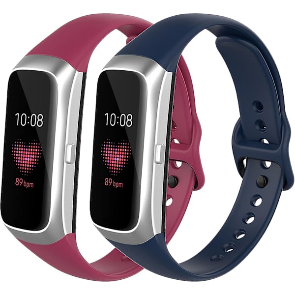 2 stk. remme kompatible med Samsung Galaxy Fit Sm-r370, colord vandtæt, blød og åndbar silikone udskiftningsrem passer til Samsung Galaxy Fit