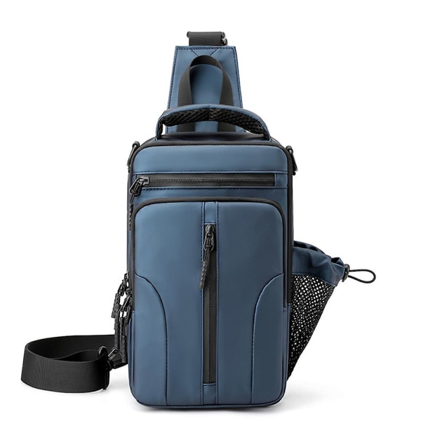 Ny Multifunksjonell Brystveske for Menn Nylon Skulderveske Vanntett Romstoff Liten Ryggsekk blue