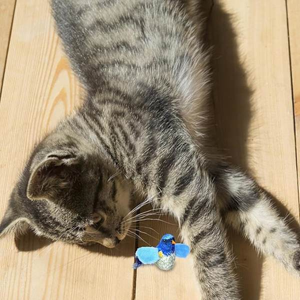 Interaktiv kattleksak med fågel, kattfjäderleksaker – automatisk kattfågel, elektroniska kattleksaker för inomhuskatter, tristess, träning