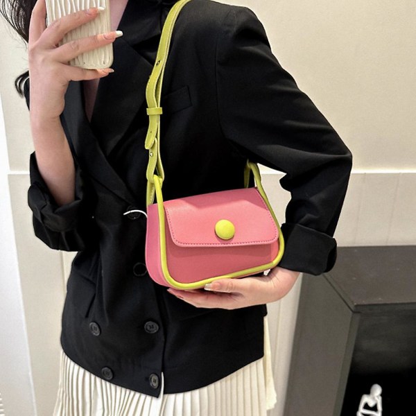 Ny trendig mode enkel axelväska fritid pendlare konstläder axelväska pink