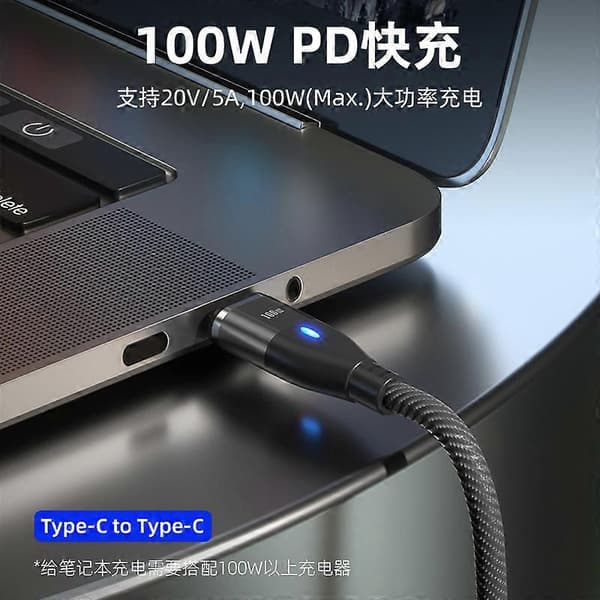 Dww - 1 x Svart Magnetisk USB-datakabel för Snabbladdning PD60W 2m Datakabel