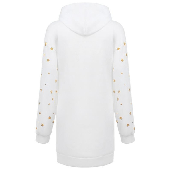 Dame Jule Pullover Hættetrøjer Løs Casual Langærmet Sweatshirt White M
