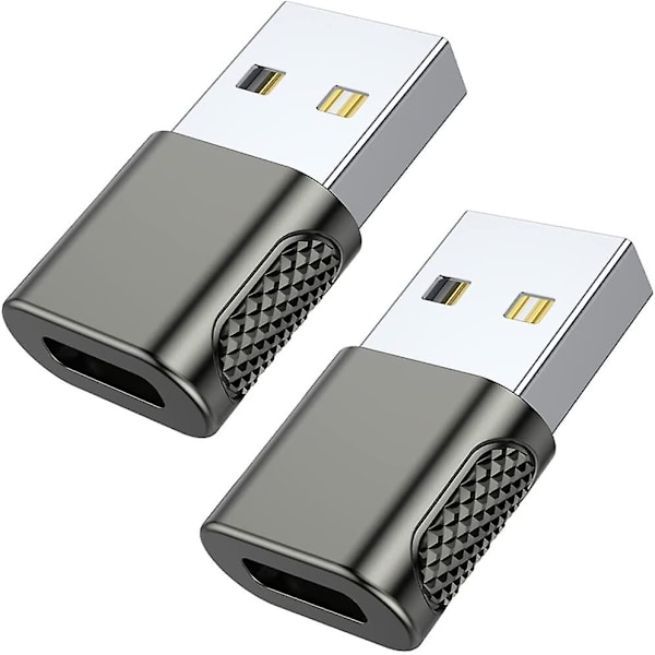 Usb C-hona till Usb-hane Adapter 2-pack, Usb Typ C-kabel till Usb A Laddningsadapter Rymdgrå