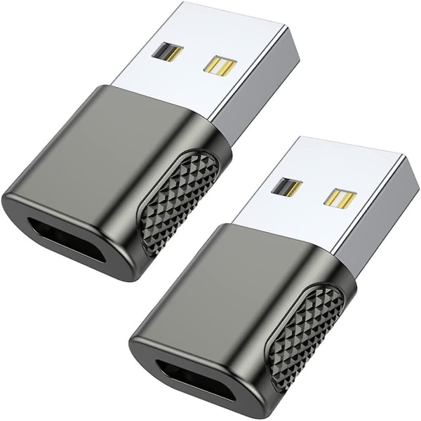 USB C hona till USB hane-adapter 2-pack, USB typ C-kabel till USB en laddaradapter Space Grey