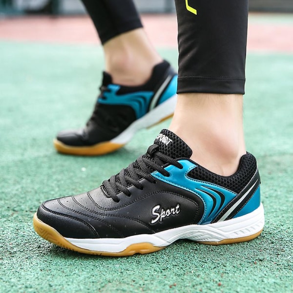 Lett Sneakers for Menn og Kvinner - Mote-sko for Innendørsbane - Egnet for Badminton 3D7059 BlackBlue EU 38