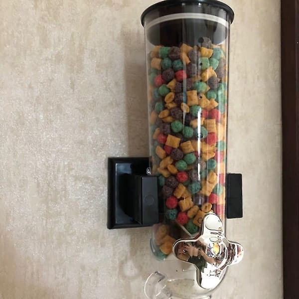 Väggmonterad torrmatdispenser för spannmålsplast Silver