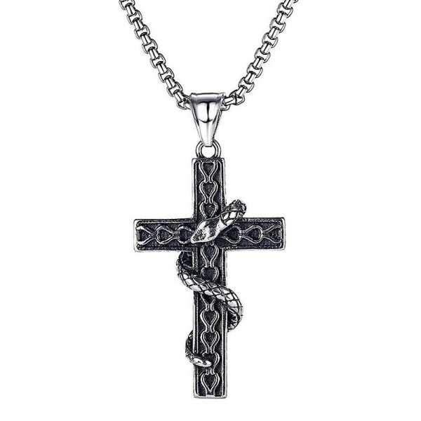 Punk Snake Cross hänge kedja halsband för män manlig goth smycken gåva|hängande gåva