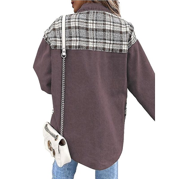 Naisten napilliset denimtakit, pitkähihaiset vapaa-ajan paidat Brown XL