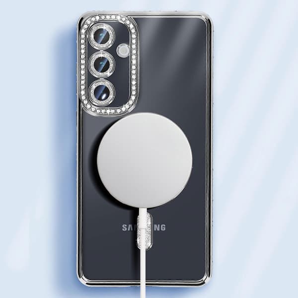Diamant Etui til Galaxy A35 MagSafe Med Strass Kant, Sort