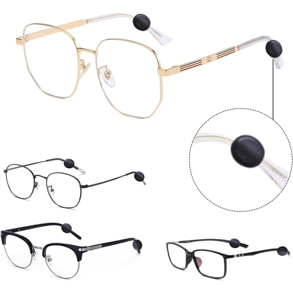 Glasögonglasögonhållare i silikon, 15 par glidskydd, runda komfortglasögonhållare, båggrepp
