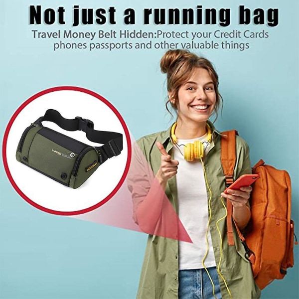 Fanny Pack för män och kvinnor, Fashion Vattentät midjeväska med justerbart bälte, Casual Bag Bum Bags ArmyGreen