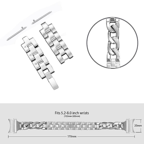 Rustfrit stål armbåndsrem til Samsung Galaxy Watch4 Active 40mm/44mm/Watch4 Classic 42mm/46mm