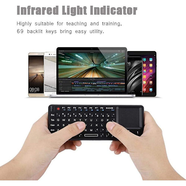 2.4 GHz trådløst tastatur med touchpad, supertynt og lett oppladbart ultra mini tynt USB-tastatur med bakgrunnsbelysning, plug and play, passer for HTPC, for PS3/4