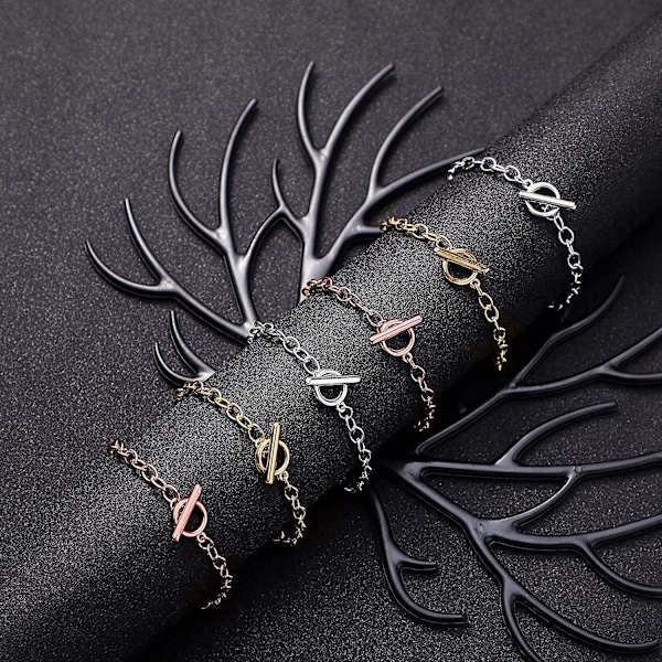 24 Stykker Armbåndskæder med OT Toggle Lås Rustfrit Stål Armbåndsled Kæder DIY Smykkefremstilling Armbåndskæder til Kvinder DIY Smykkekunst S