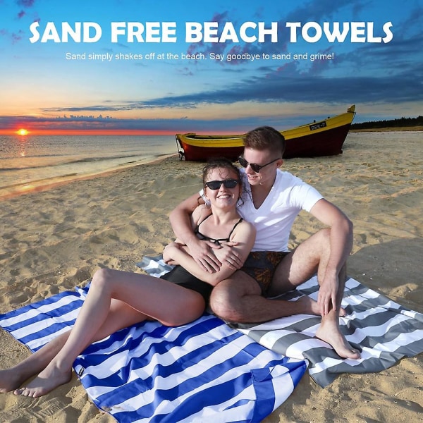 Mikrofiber strandhanddukar, sandfri strandhandduk, extra stora strandhanddukar för vuxna Blue