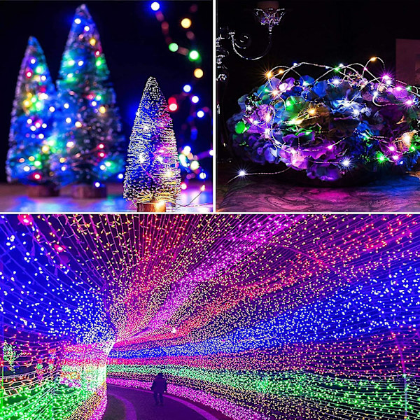 Utendørs Solcelle Lyslenke 12m 100 stk Led Solcelle Hage Lys Kobbertråd Solcelle Lyslenke 8 Mønstre For Fest, Hage, Bryllupsdekorasjon (2 Stk