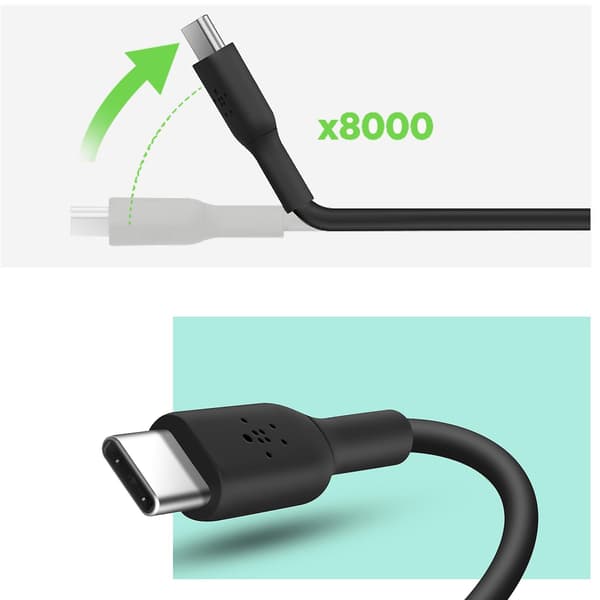 USB-C til USB-C kabel 18W Power Delivery Modstandsdygtig 2m Belkin Boost Charge Sort