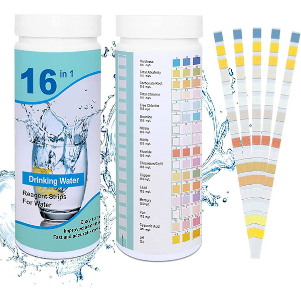 200 st simbassängstest remsor, 16 i 1 ph-papper, dricksvattentest