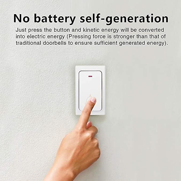 Smart Trådløs Selvforsynende Vandtæt Dørklokke Ældrevenlig Kalder, Ingen Batterier Kræves