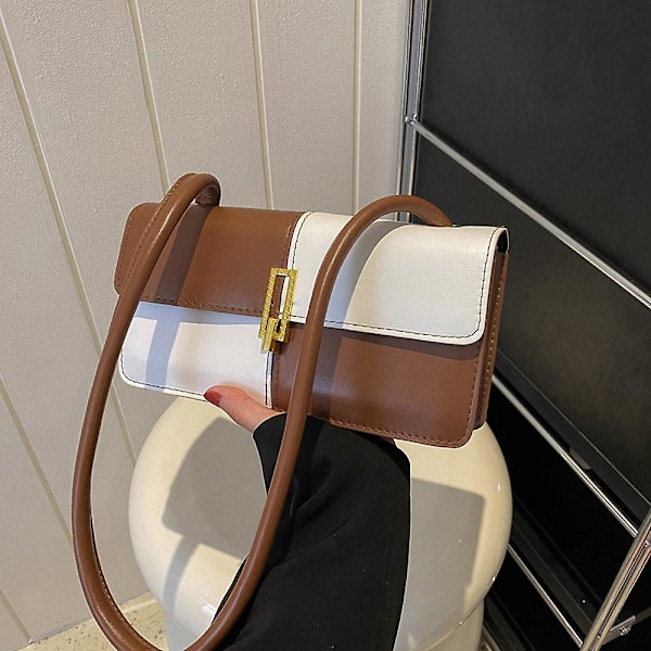 Ny PU-väska Trendig textur Joker axelväska Nischdesign Liten väska brown