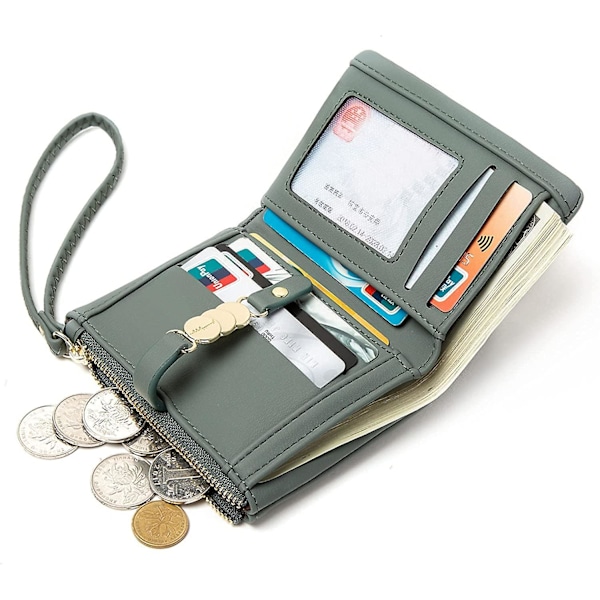 Damplånböcker Små Rfid Bifold Handledsväska, Damplånböcker för Kort Mynt, Växelplånbok med Handledsrem
