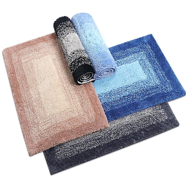 Luksus Badeværelsesmåtte, Ekstra Bløde og Absorberende Mikrofiber Bademåtter, Skridsikker Plysset Bademåtte, Maskinvask Tør, Bademåtter Til Badeværelse Fl black2 45x65cm