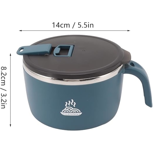 Instant Noodle Bowl, 900 Ml  Instant Ramen Bowl med Lock (Blå)