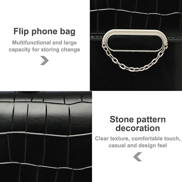 Liten mobiltelefonväska crossbody väskor för kvinnor läder plånbok väska med kreditkortshållare, 18*11*4.5cm black