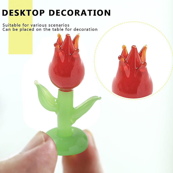 5 stk. Håndlaget Glassblåst Mini Søte Blomster Planter Kunstfigurer Hjemmekontor Bordplate Hage Simuleringsplanter Dekorasjoner Bil Interiørpynt