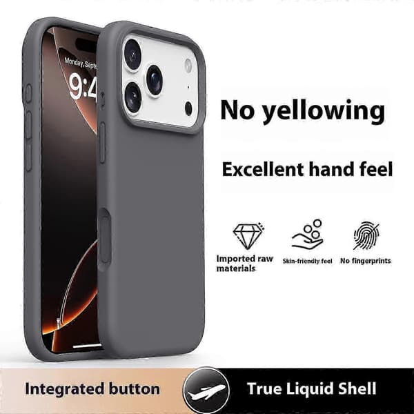 Til iPhone 17 Pro Max Cover Blødt Mikrofiberfor Flydende Silikone + PC Telefoncover Dark Grey