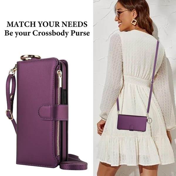 Crossbody Plånbok Läderfodral För iPhone 11 Pro Max / 11 Pro / iPhone 11 Dark purple For iPhone 11 Pro Max