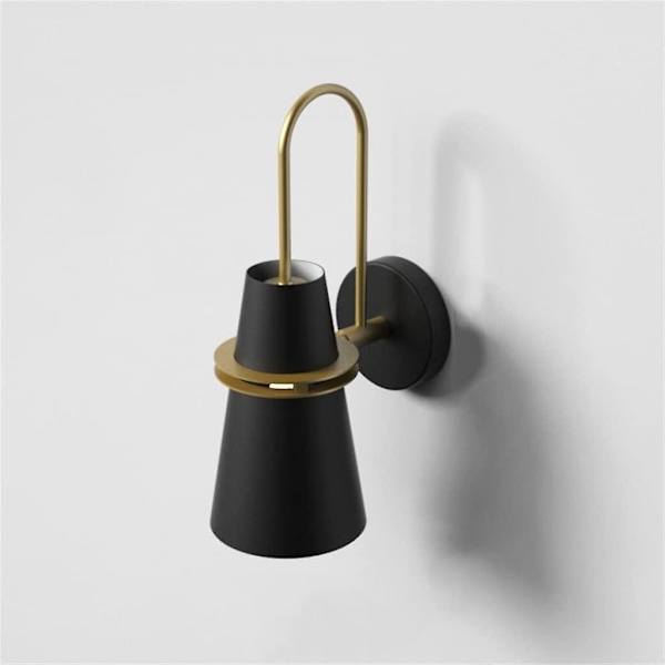 Vägglampa Nordisk Macaron LED Horn Väggbelysning Applikationer Sconce för Sängbord Vardagsrum Hem Inomhus Dekoration Armatur 1 st (Färg: Svart, Storlek: 37x20cm)