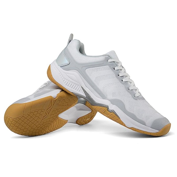 Lätta sneakers för män och kvinnor, lämpliga för inomhusbanor, badminton, 3Dw66 White EU 43