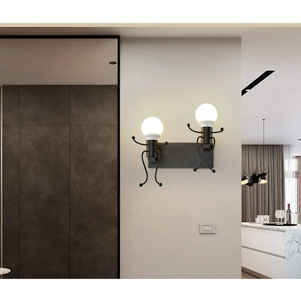 Tegneserie Design Børneværelse Væglampe, kreative Væglamper E27 Jern Indendørs Lampe Moderne Væglamper, korridor, soveværelse, køkken, bar, cafe, restaurant