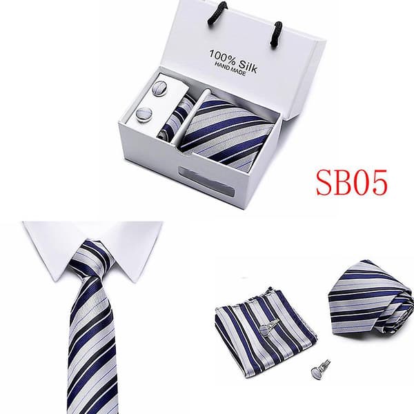 Herre Slips Spot Gaveæske 5 Dele Sæt Slips Business Formel Bryllupsslips B05